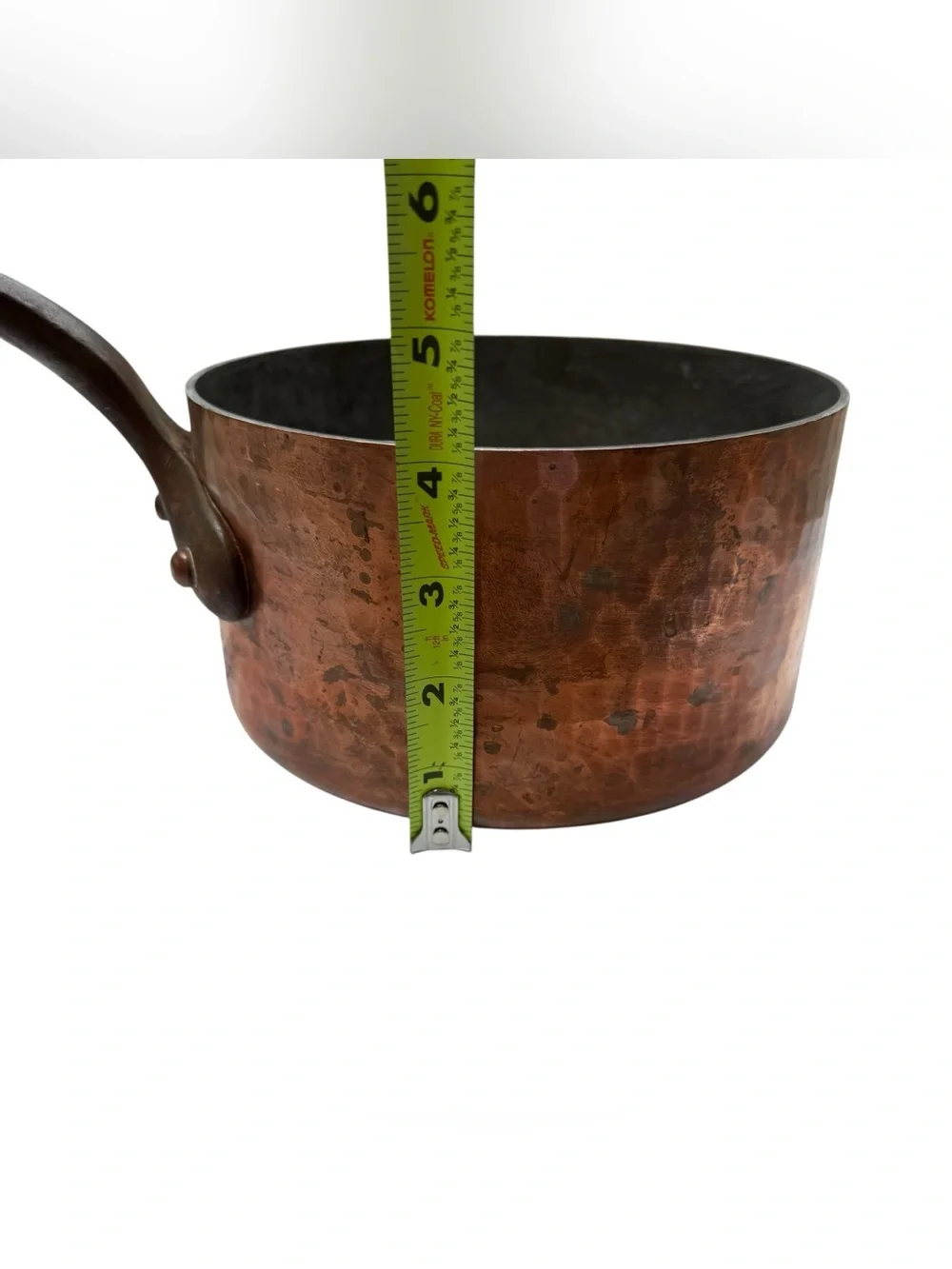 Vintage French Hammered Copper Saucepan Cast Iron Handle Made France 7.5 Inch